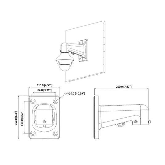 Wall Mount Bracket, White Colour - PFB305W - Total Security Equipment
